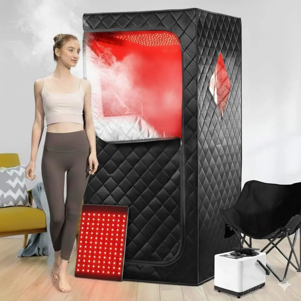 

Portable Full-Body Infrared Sauna Tent with 660nm Red Light Therapy and 3L/1100W Steamer for Relaxation