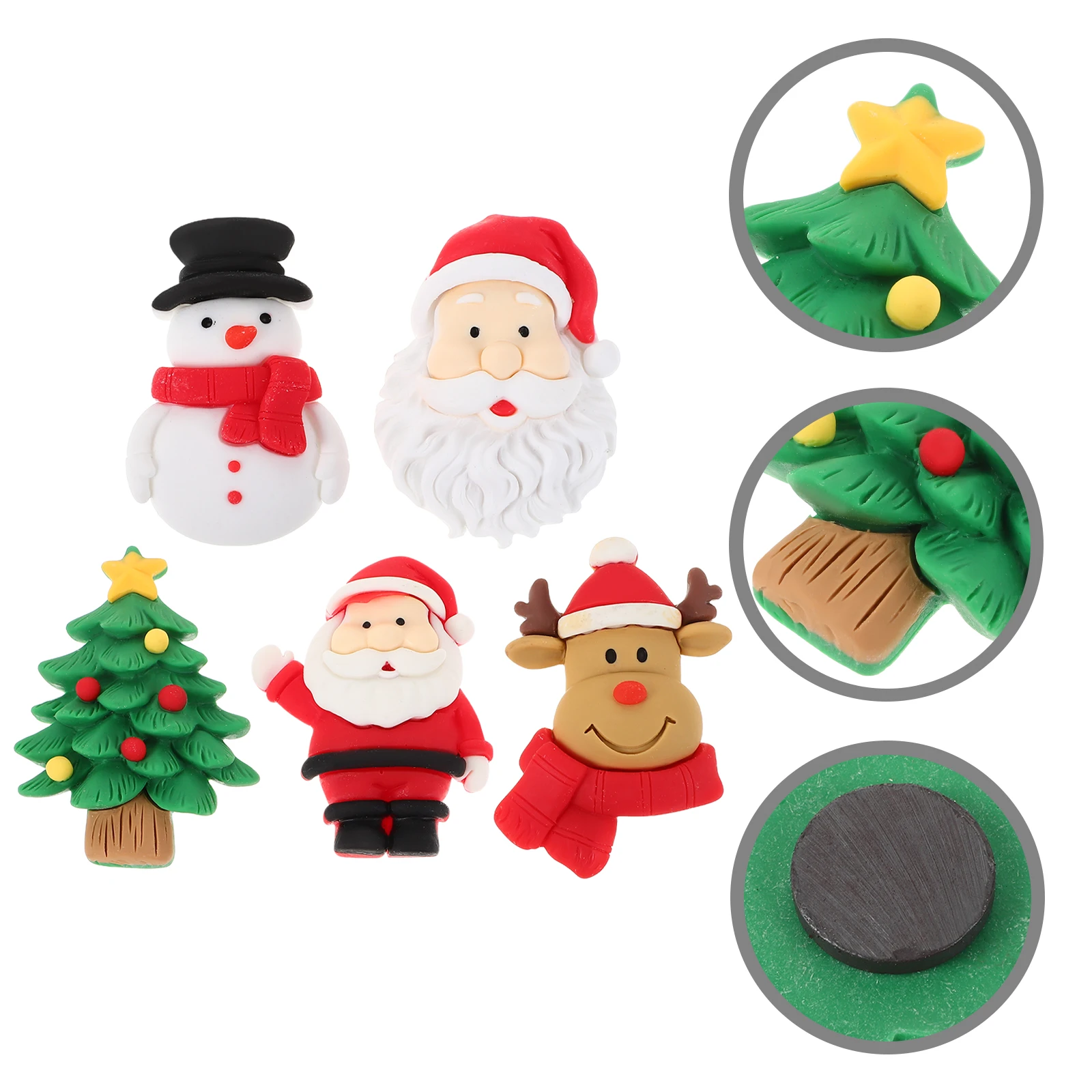 

5 Pcs Santa Claus Magnets Cartoon Refrigerator Decor Christmas Fridge Magnets Office Home Decoration Elk Snowman Tree