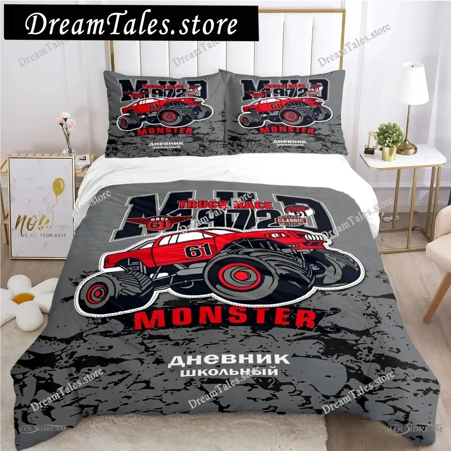 Monster Truck Duvet Cover Catroon Monster Jam Bedding Sets Soft Quilt Cover and Pillowcases for Teens Single Double Queen King74