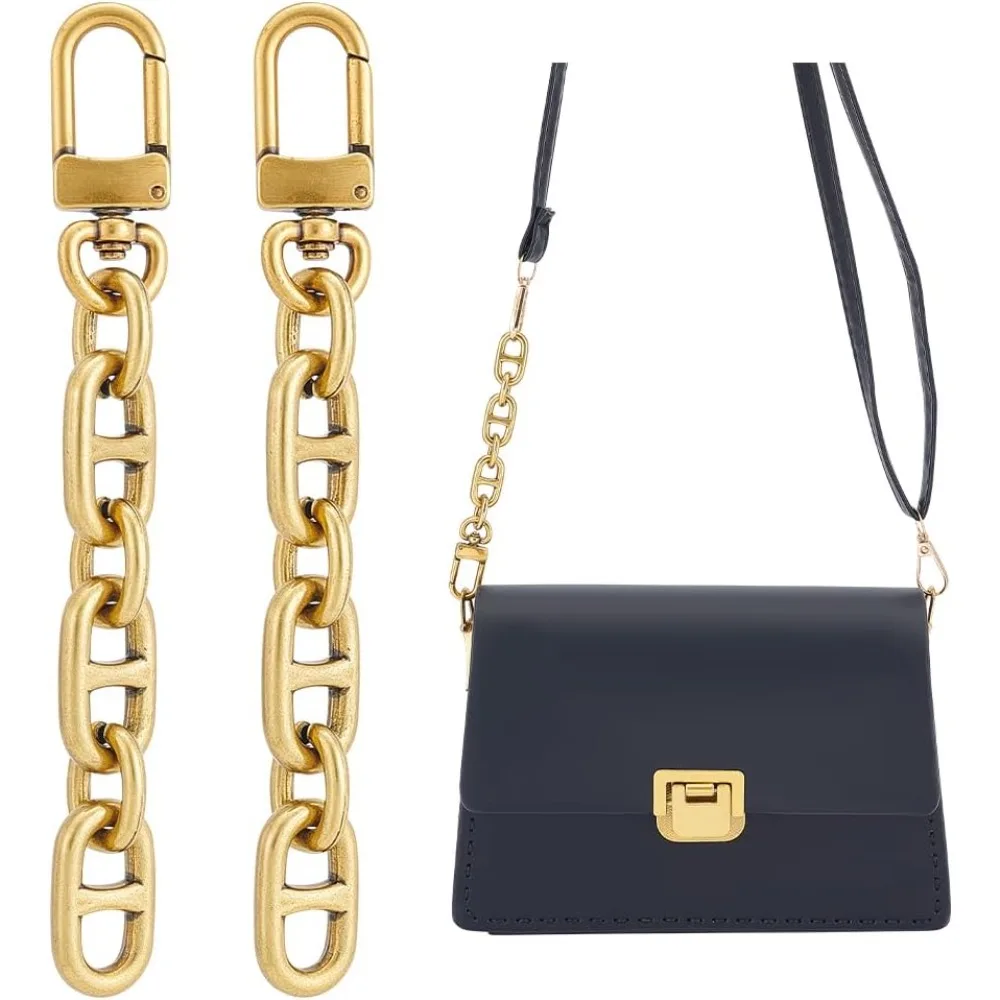 

2Pcs 4.33" Bag Extender Chain Metal Purse Strap Extenders for Shoulder Bag Antique Golden Bag Chain Strap Extender making kit