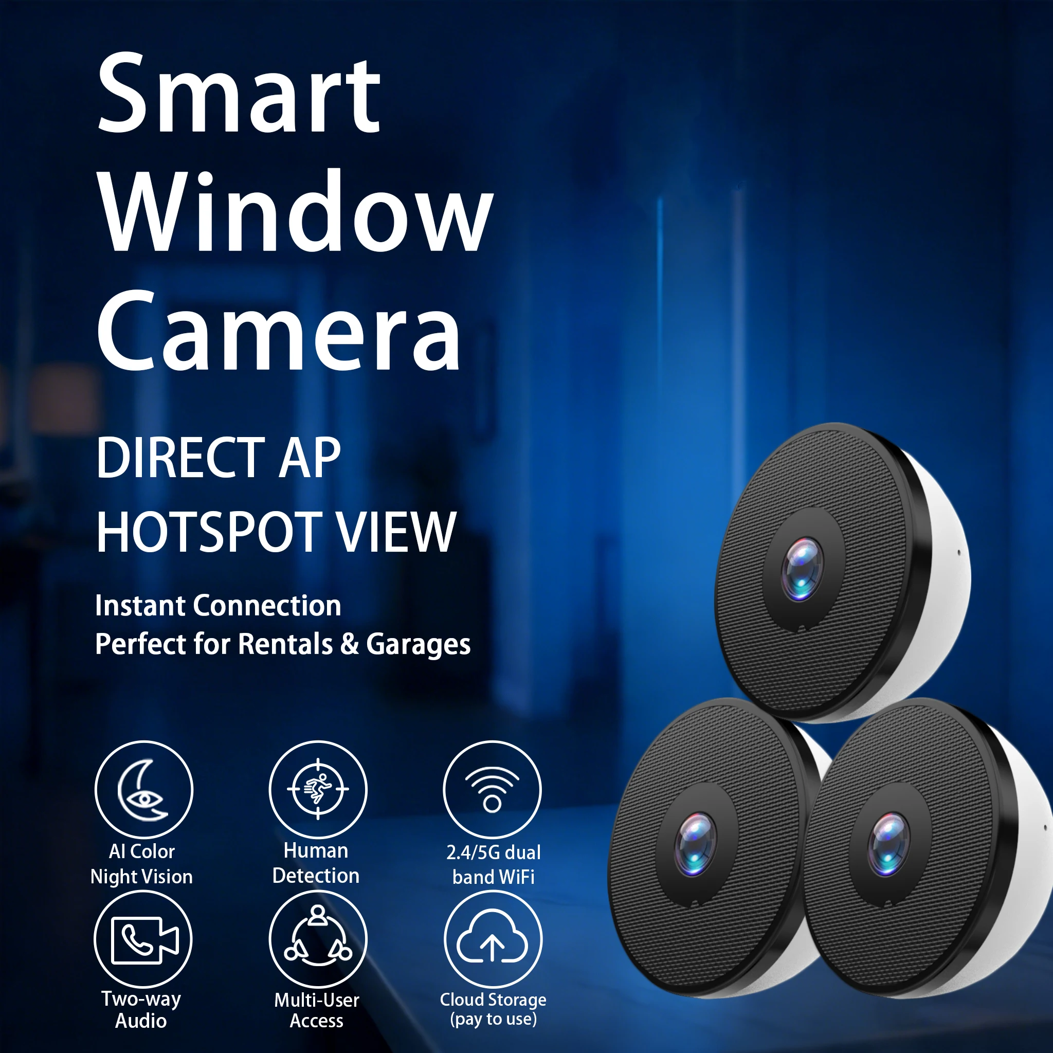 BoyKeep Window Camera, 4MP Ultra HD binnenbewakingscamera, 2.4G & 5G WiFi 6 thuisbeveiligingscamera met telefoon-app, Privacy Pr