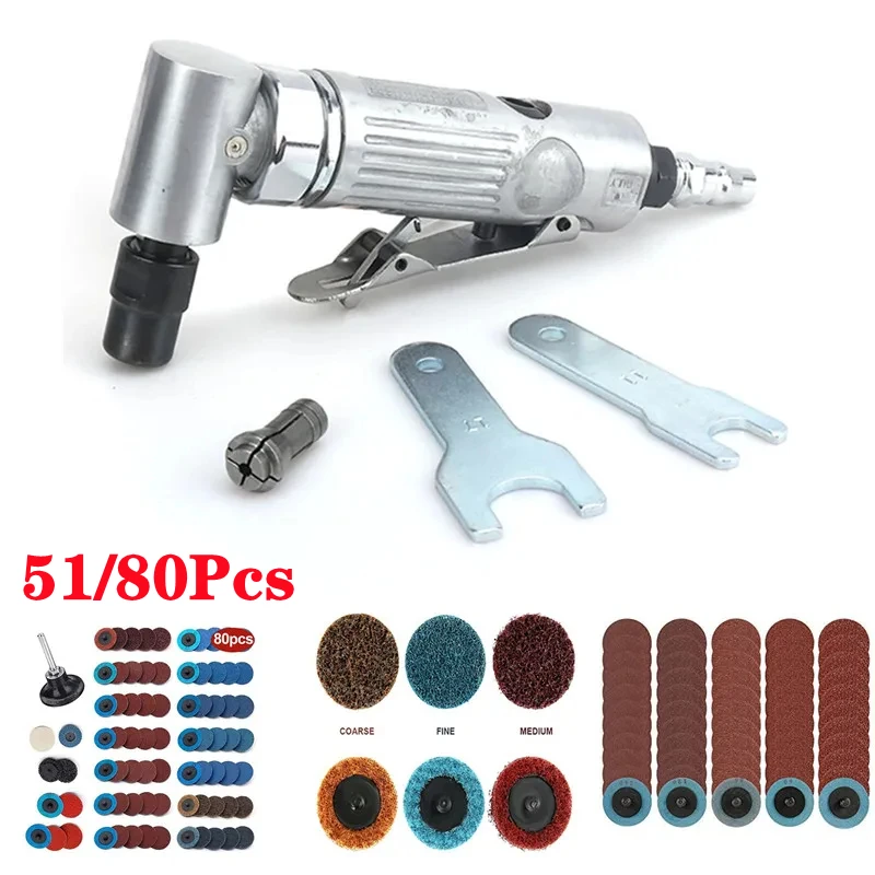 

1/4 inch 90 Degree Grinder Micro Air Die Grinder Tool Grinding Machine Polisher Mill Engraving Machine with Sanding Discs Kit