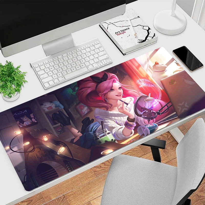 

League of Legends Seraphine Desk Mat Cute Anime Girl Keyboard Pad PC Kawaii Pink Gaming Accessories Mouse Pad XXL Gamer Mousepad