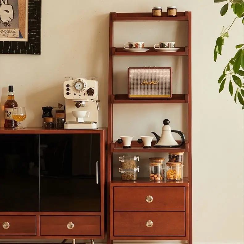 Wood is solid wood bookshelf boxwood multi-layer floor shelf medieval display shelf living room  apartment solid wood bookcase