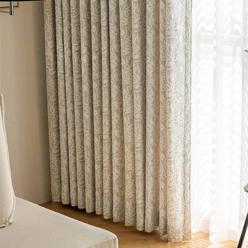 Custom Size High Quality Fashion Modern Chenille Jacquard Cream White Curtains for Living Dining Room Bedroom Rideaux Voilage