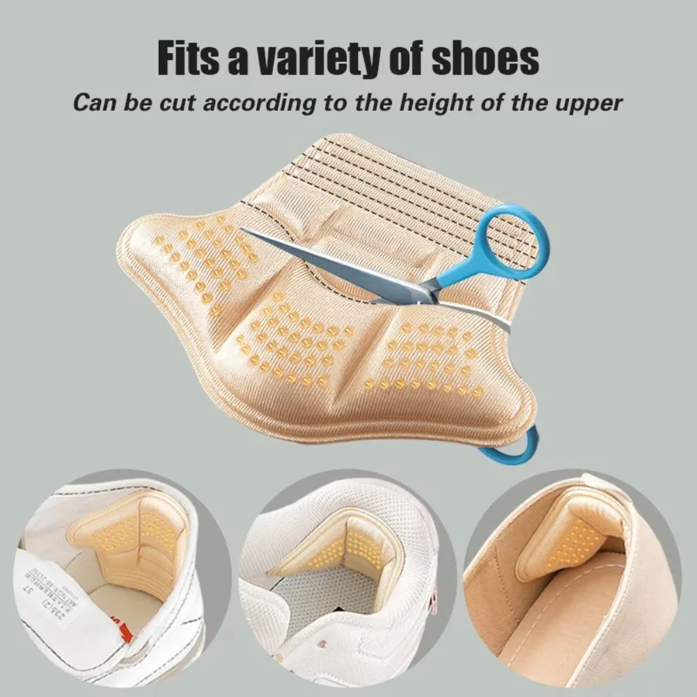 5D Antiwear Heel Pad Sneakers High Heels Rear Anti Fall Insole Self Adhesive Shoe Pads Anti Slip Heel Sticker Soft Foam Cushion