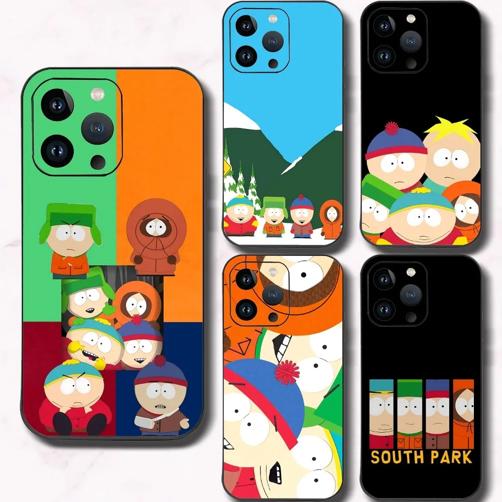 Funny S-South-Park Cute Phone Case For Iphone 15 11 13 14 16 Pro Max 7 8 Plus X Xr Xs Max 12mini Black Shell Cover Case