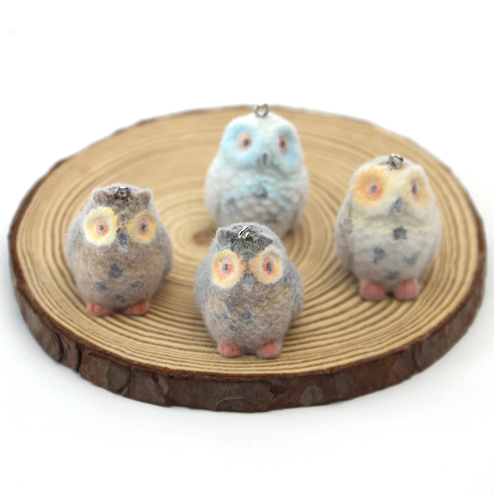 16pcs 3D Flocking Resin Owl Charms Plush Dolls Pendants for Necklace Braceket Earring Making DIY Jewelry Accessories Wholesale