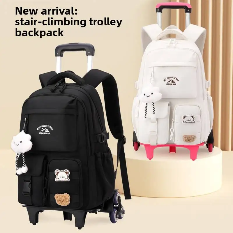 New Children Wheeled Backpack Students Schoolbag Rolling Backpacks Bag Kids School Trolley Bookbag Girls School Bag With Wheels