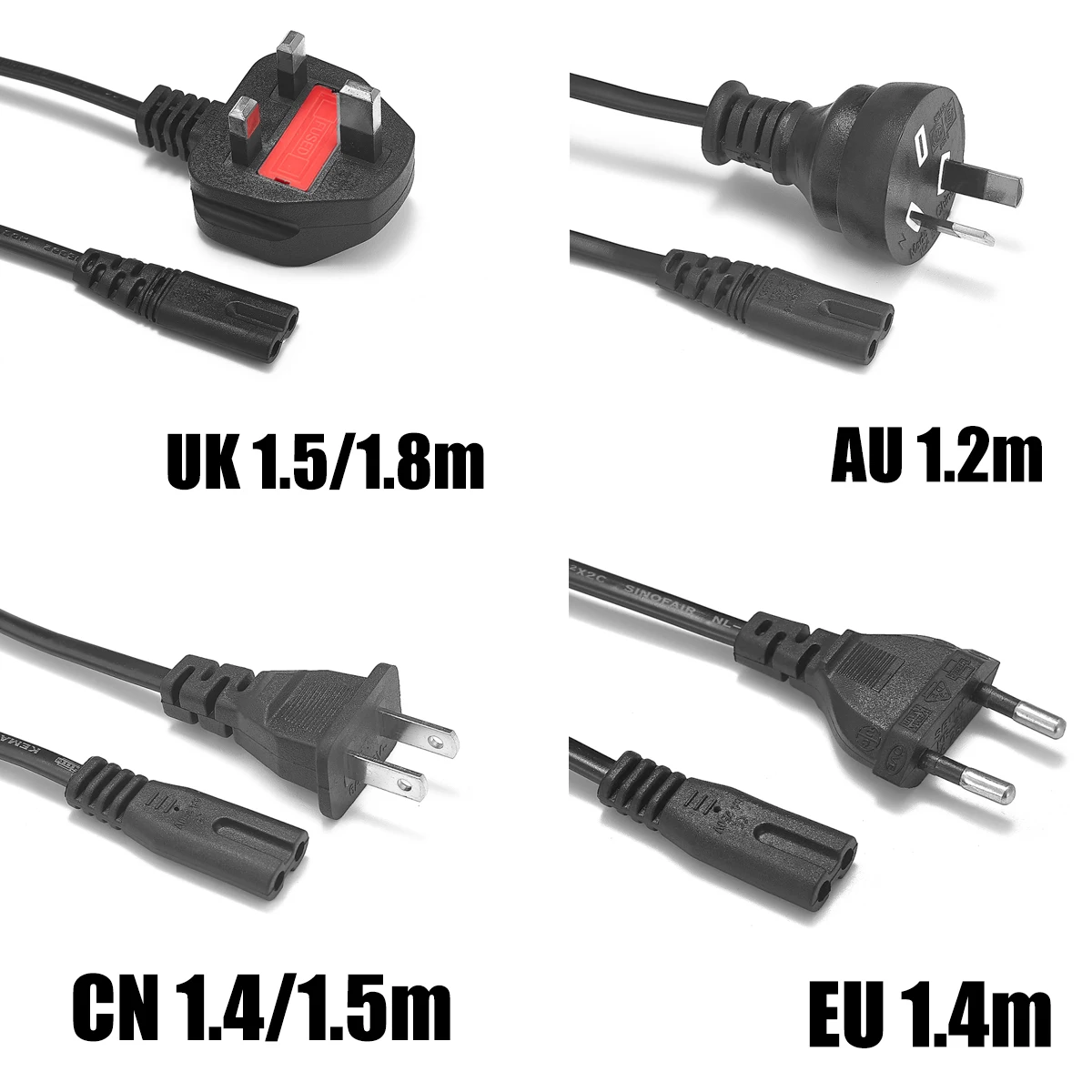 EU US CN JP UK Power Cord European American Japan CN Plug C7 Figure 8 AC Adapters Power Supply Cable For Battery Chargers PSP 4