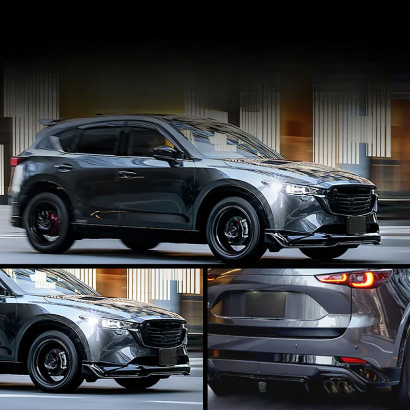 

Подходит для Mazda CX-5 2022 года: передний сплиттер, боковые накладки, нижняя центральная решетка, бампер, задний диффузор.
