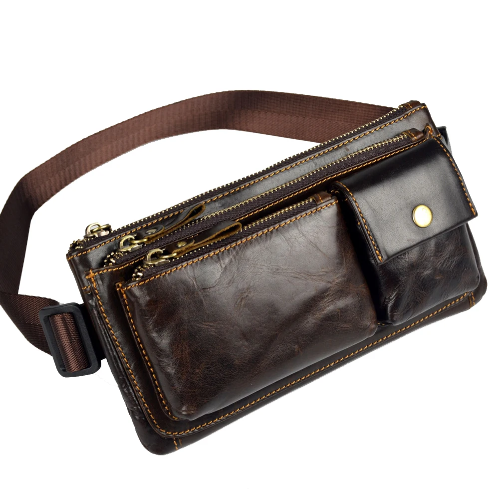 Genuine Leather Fanny Pack Waist Bag for Men Women Hip Bum Bag Travel Pouch Sling Bag Crossbody Chest Bags Shoulder Daypack