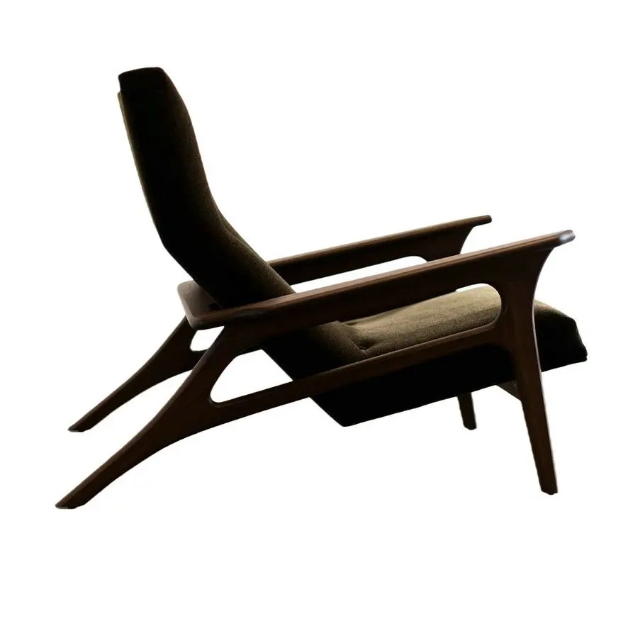 #Mid-Century Modern Commercial Hand-Crafted Synthetic Leather Lounge Chair Hotel Club Mohair Velvet Upholstered Armchair Bedroom
