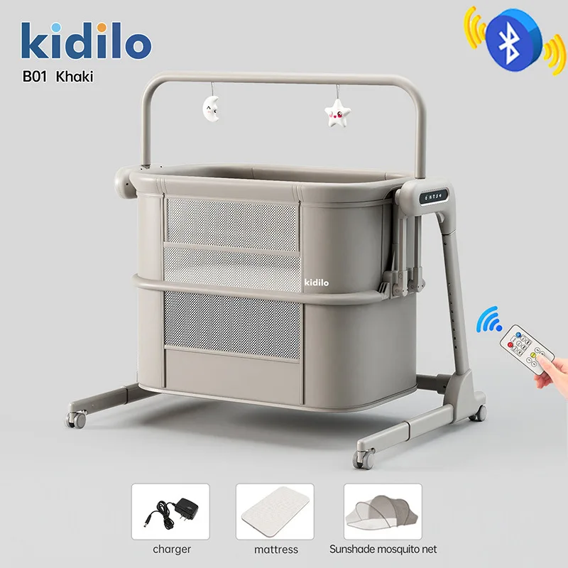 Kidilo Bluetooth Baby Crib Newborn Electric Infant Baby Bed Multifunctional Baby Rocking Bed