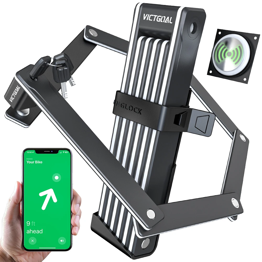 

VICTGOAL Anti-Theft Bicycle Folding Lock Security Portable Bike Foldable Lock with AirTag E-Bike Scooter Cycling Accessories