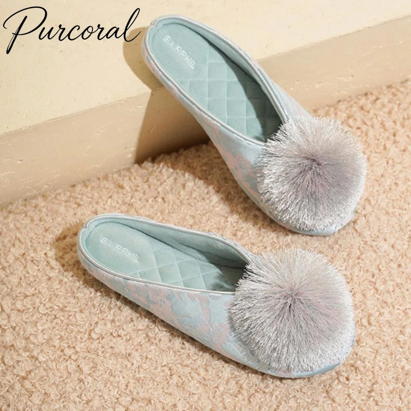 purcoral-2026-pantoufles-mules-a-bout-ferme-pour-femmes-motif-jacquard-douces-et-moelleuses-plates-pour-l'interieur-la-chambre-et-la-maison