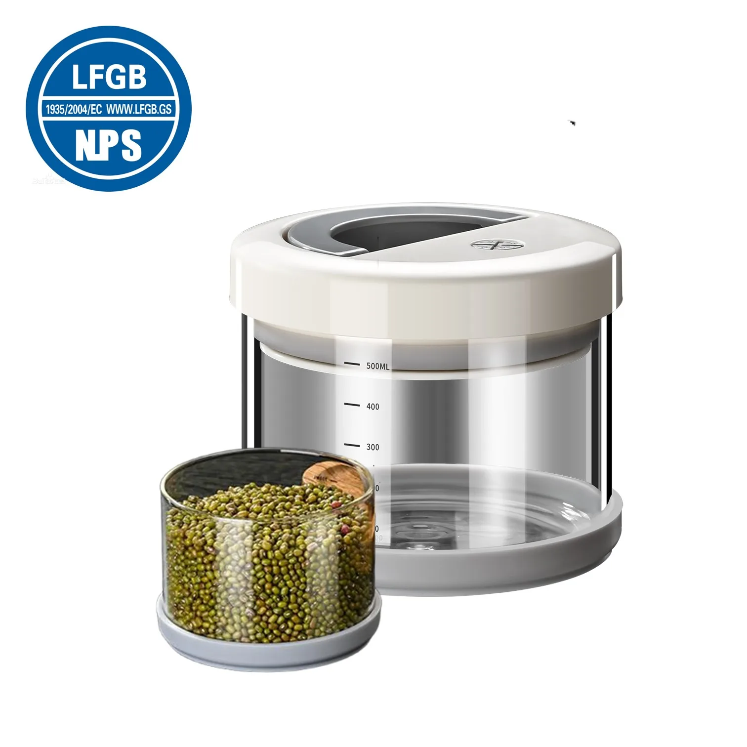 

LFGB Certification Ultra Hardness High-Borosilicate Glass Kitchen Container 500~2100ml Dry Cargo Coffee Bean Preservation Jar