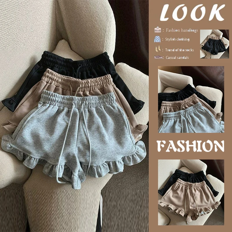 High Waist Wide Leg Pants Summer Casual Sports Shorts Wood Grain  Design Breathable Comfortable Fashionable Commute Style