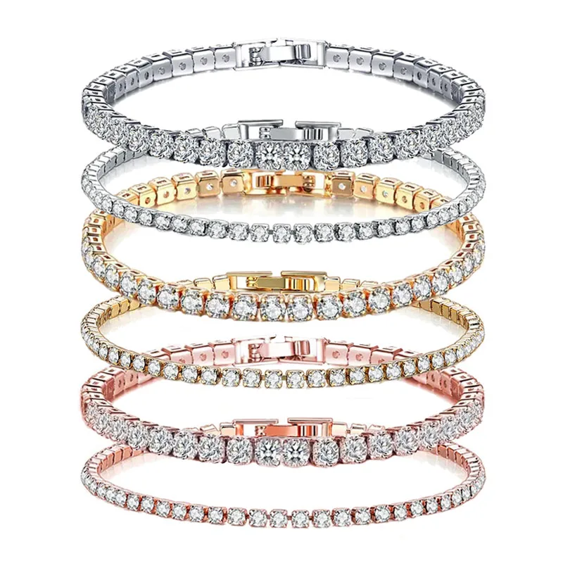 

925 Sterling Silver Hip Hop Style Women's Men's Tennis Bracelet Cubic Zirconia Stacking style Style Bracelet Jewelry Party Gift