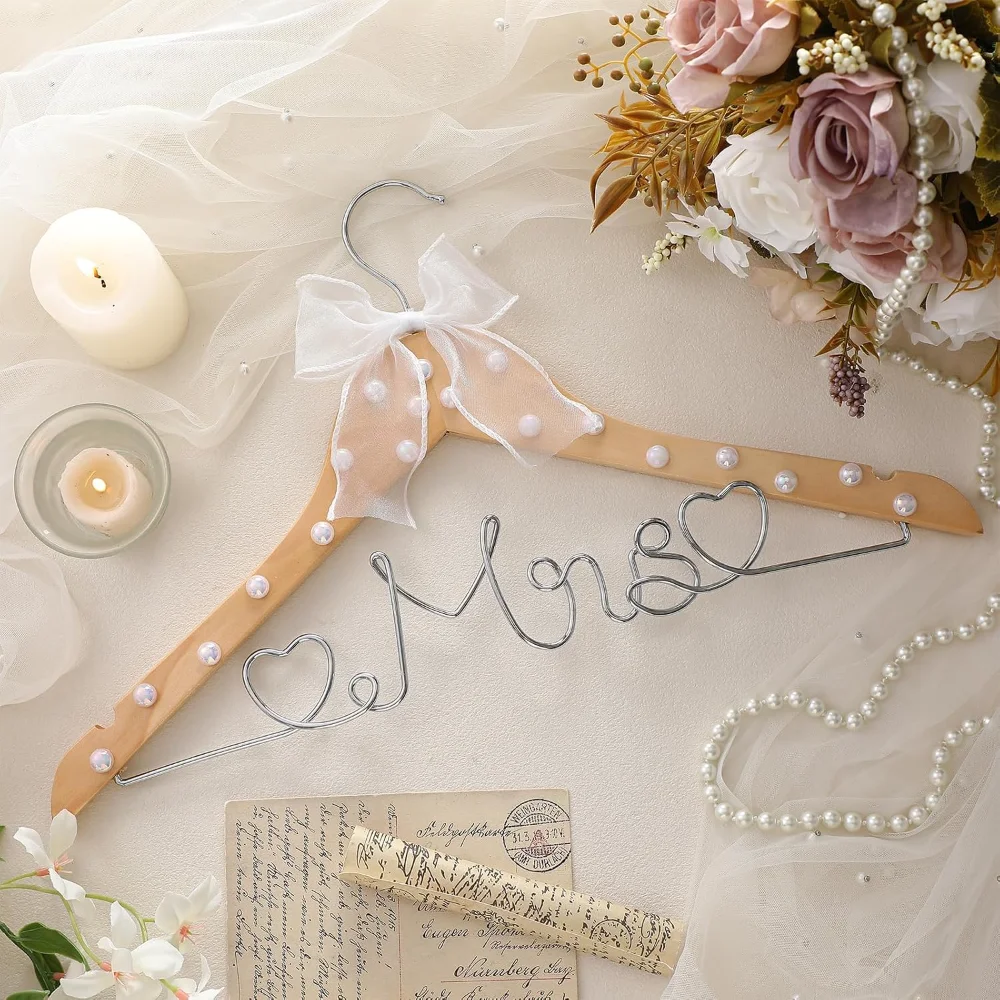 Holzperlen-Dekor, Brautkleid-Aufhänger, Brautparty, Hochzeitsgeschenk für die zukünftige Braut, Brautparty-Zubehör – Detail 2