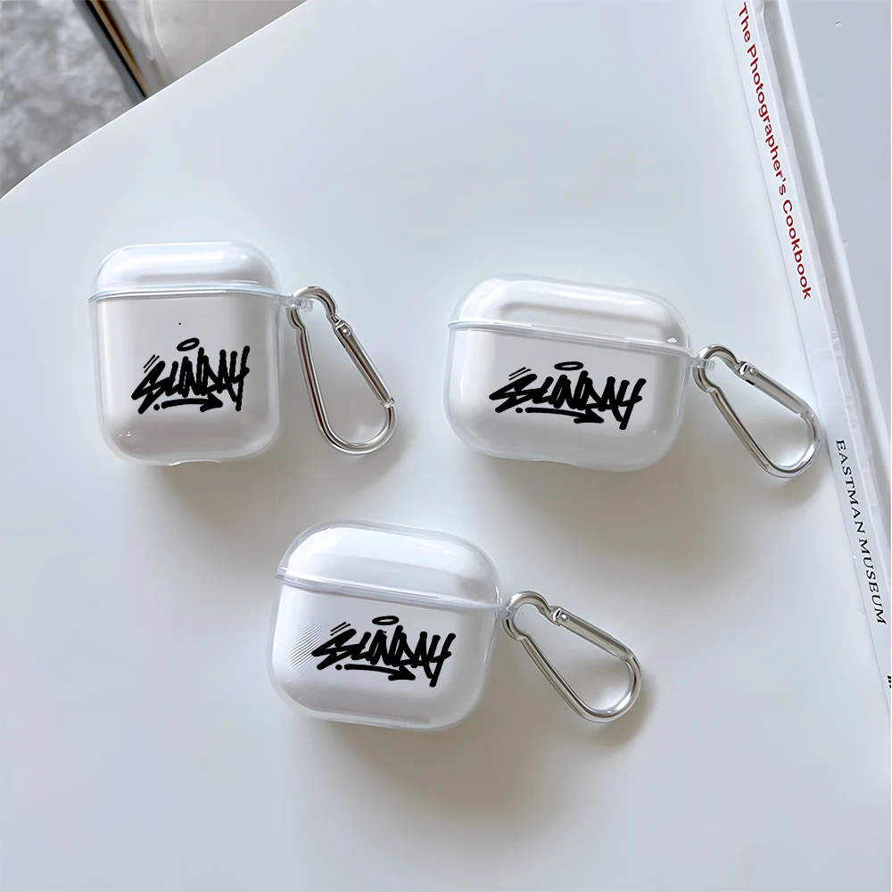 Art Graffiti Text Pattern Clear Earphone Case for AirPods Pro 3/Pro 2/Pro Earbuds Case for AirPods 4/3/2/1 TPU Protective Cover