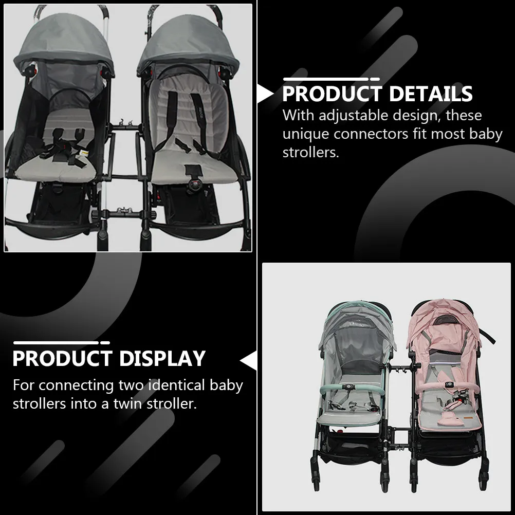 

1Set Twin Stroller Connector Set Premium Iron Plastic Adjustable Universal Connector for Two Identical Baby Strollers Outdoor