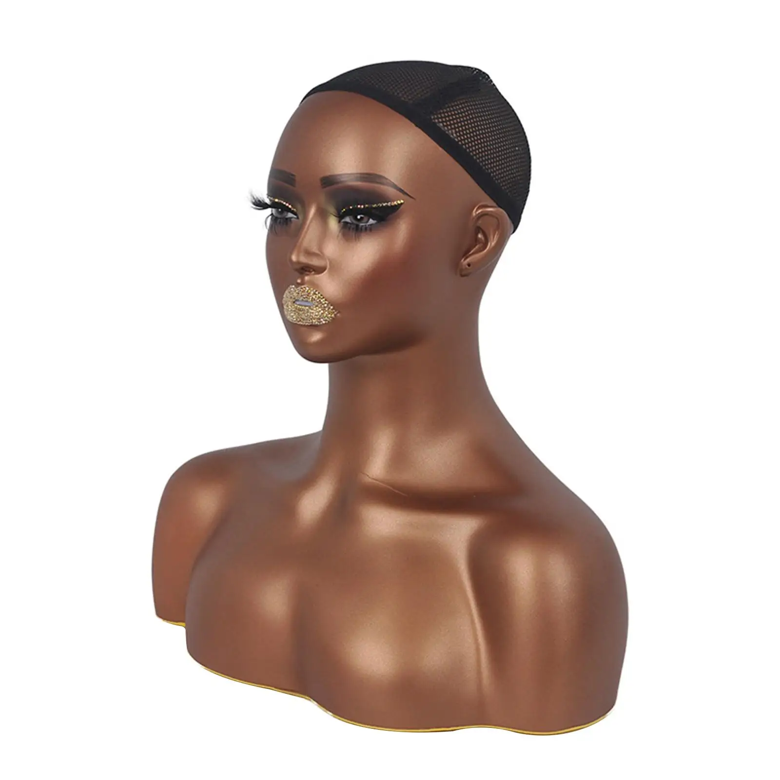 Female Mannequin Head with Shoulder for Earrings Jewelry Wig Making Styling