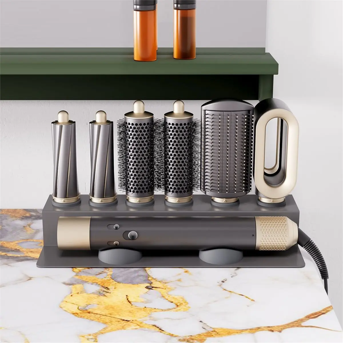 

Металлическая подставка для держателя, подставки, органайзера, столешница, стеллаж для хранения, противомерцающие насадки для фена и различные B