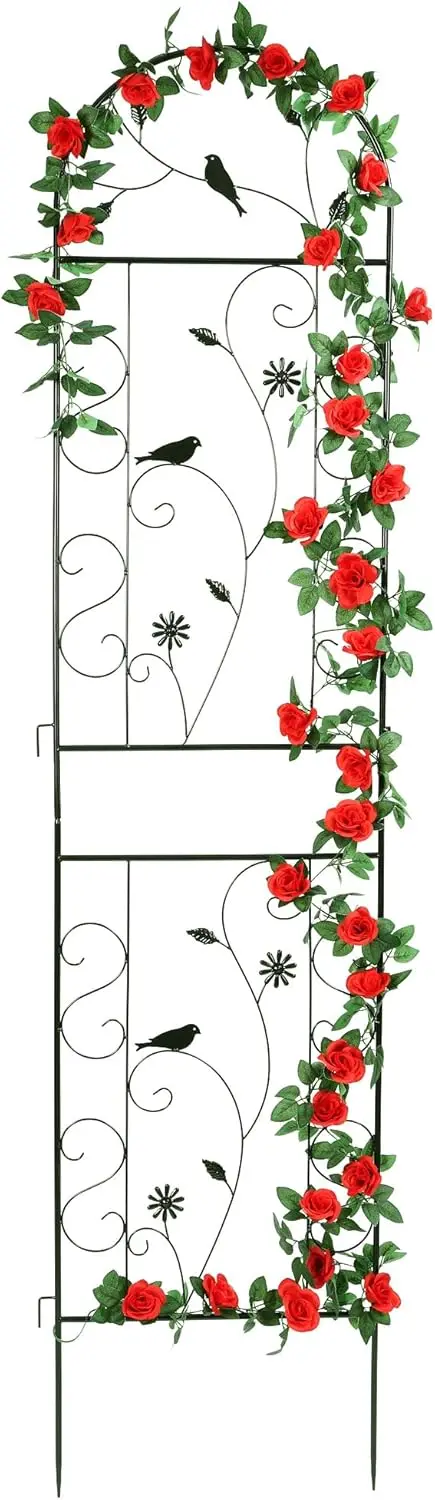 

Black Iron Garden Trellis for Climbing Plants, 86.5" x 19.7" Outdoor Arch Decoration with Rust-Resistant Design