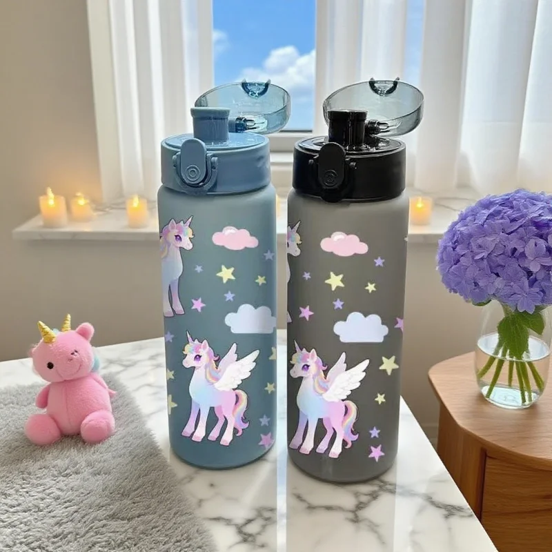 780ml 3D Unicorn-Patterned Water Cup: High-Definition Stereo Print, Lightweight Durable, Great for Kids & Adults， PVC-Free