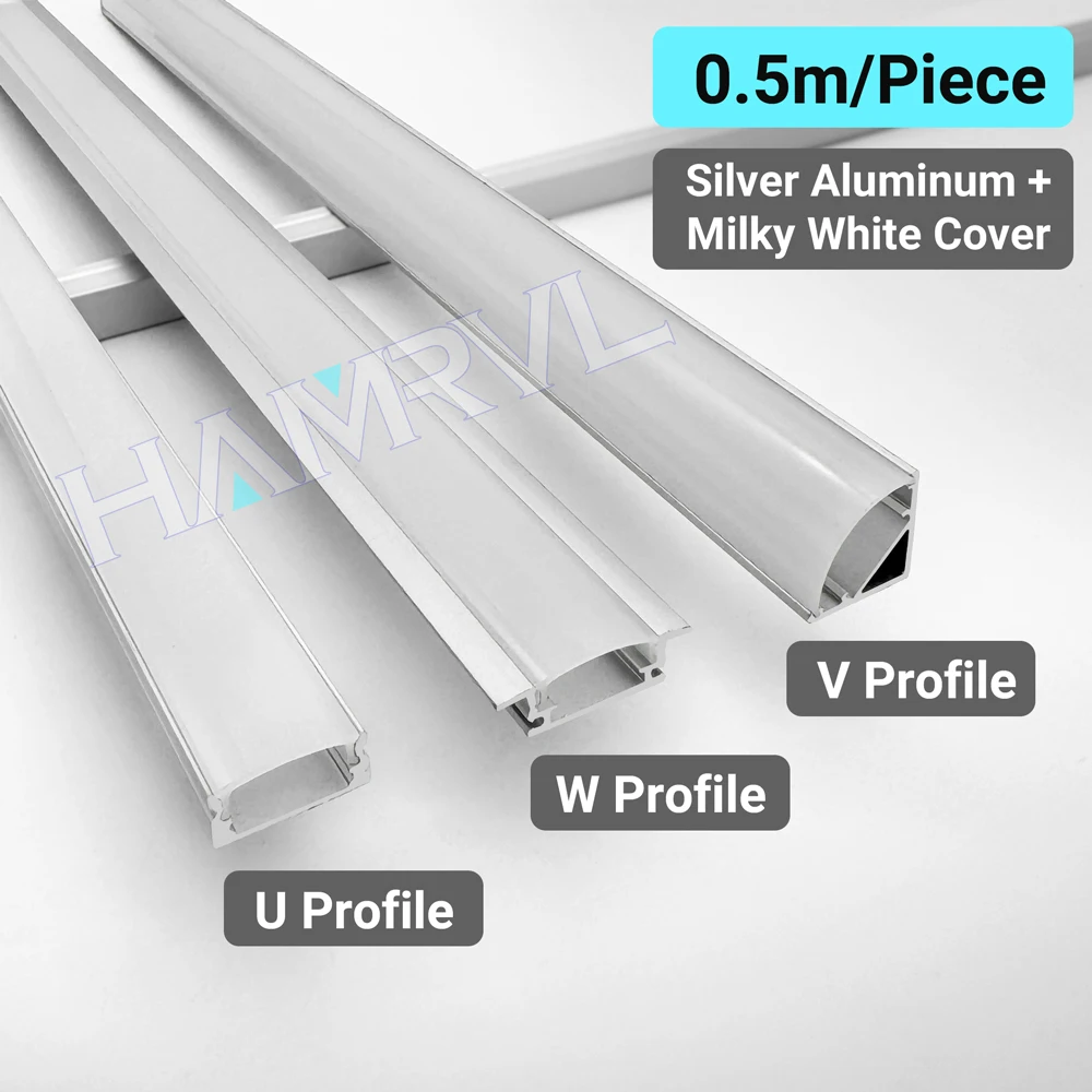0.5M LED Aluminum Channel for LED strip U/V /W shape tank applicable to 8-12mm 3528 5630 5050  led angle aluminum slot bracket