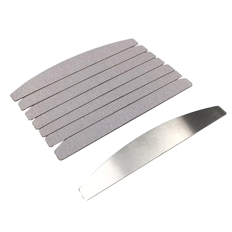 New Grey Metal Nail File Calluses Remover Manicure Nail Art Stainless Steel Handle Sand Paper With 50 pcs Replacement Sand Paper