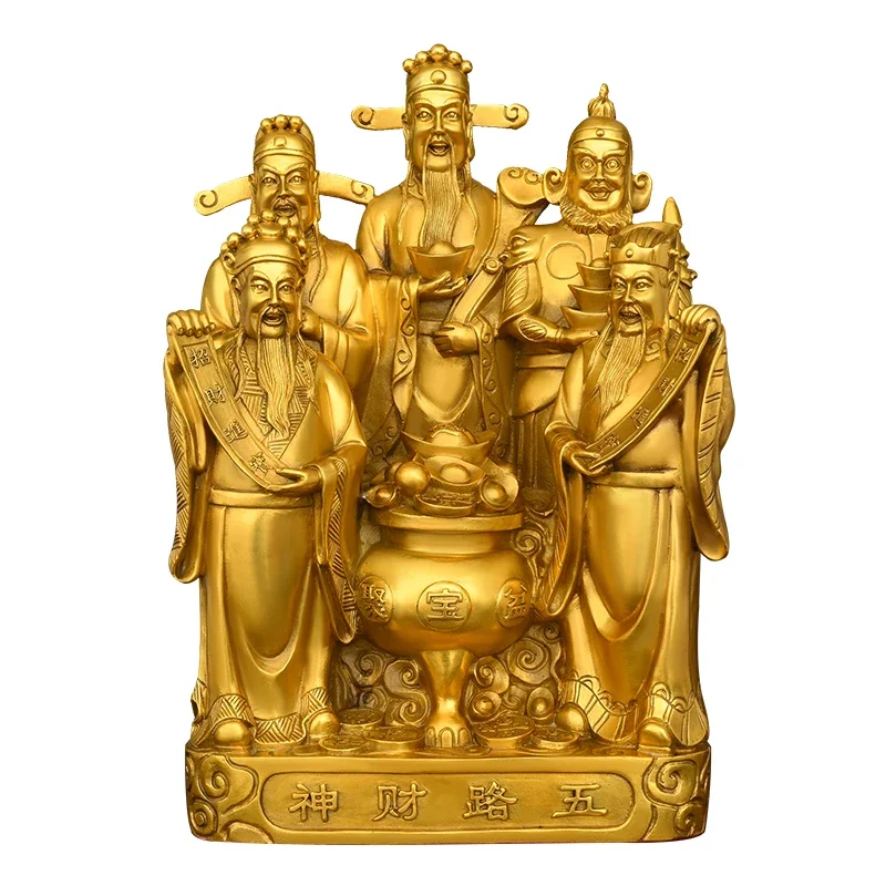 

Five road fortune God jewelry home office decoration shop opening gift bowl sculpture