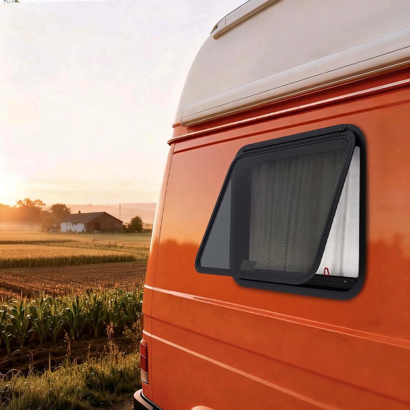 RV 푸시 아웃 윈도우 90 °   최대 개방형 방충망 프라이버시 보호 쉬운 설치 빠른 환기 햇빛 차단