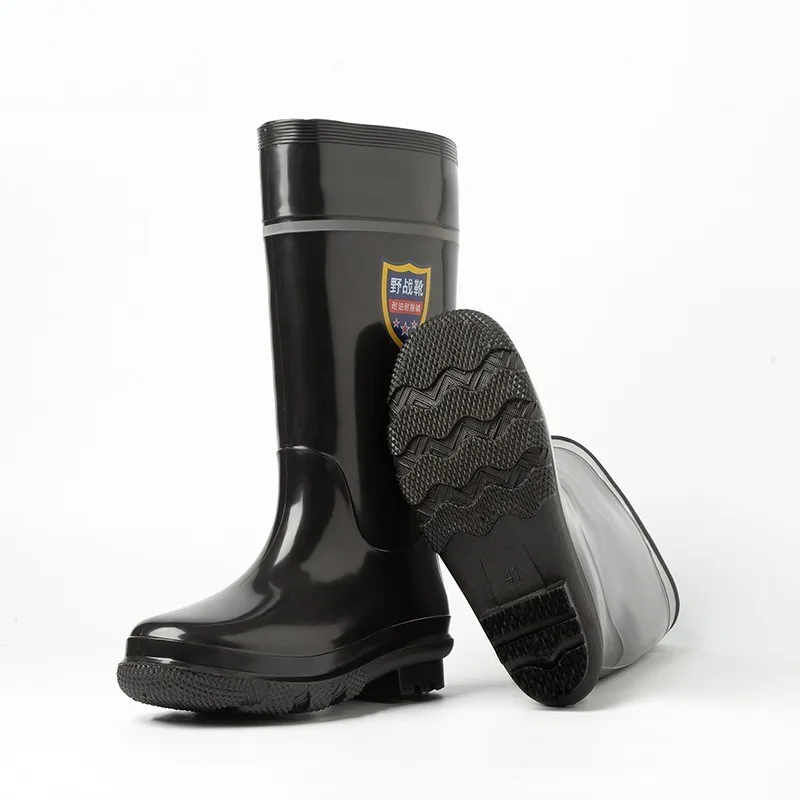 أحذية أمان للرجال أحذية المطر البلاستيكية، غير قابلة للانزلاق، مقاومة للماء، سوداء، سميكة ومقاومة للاهتراء Zapatos De Seguridad De Hombre #1