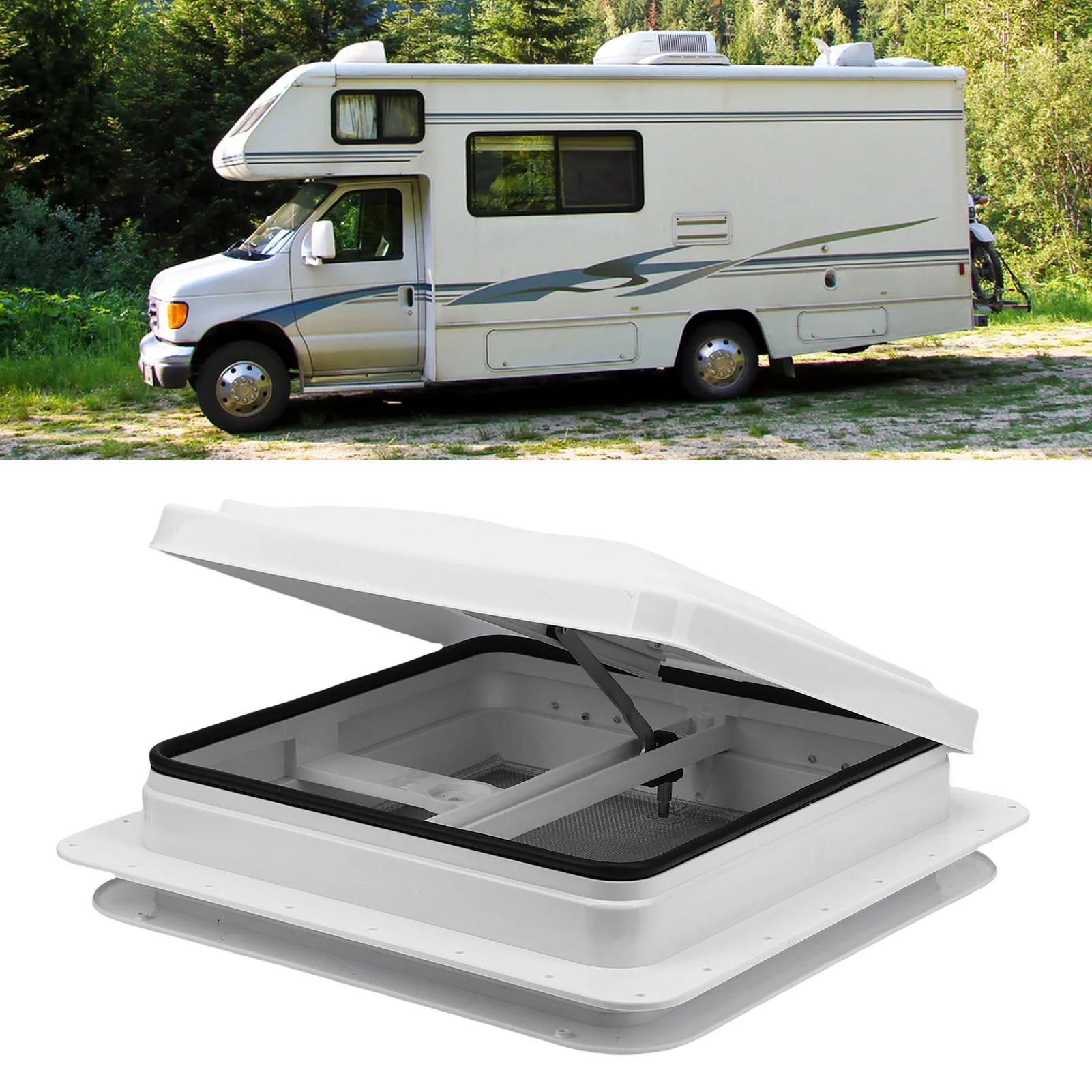 RV Ceiling Vent 14x14in RV Roof Vent Kit Manual for RV Motorhome Trailer Improve Air Circulation Wide Compatibility RV Roof Vent