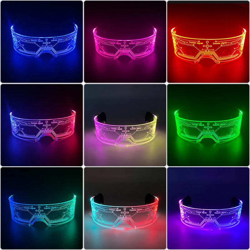 Modische Leuchtende Dekorative Brillen Neon-Licht-Dekoration LED-Sonnenbrille für Nachtclub DJ Tanz Musik Rave Kostüm Nacht – Detail 26