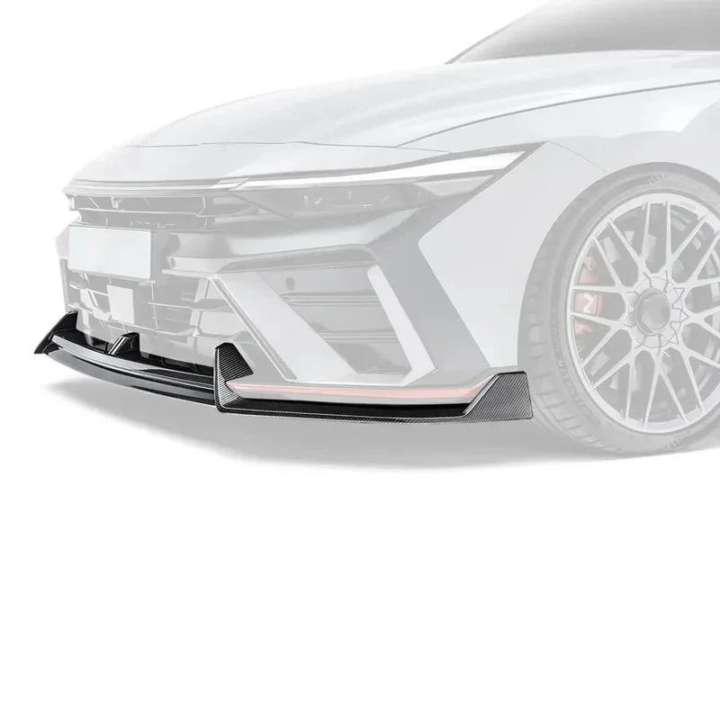 Gloss Black Carbon Fiber Painted Front Bumper Lip Spoiler, Exterior Modification Body Kit Fit Elantra N‑Line N 2024‑2026 Auto Tu