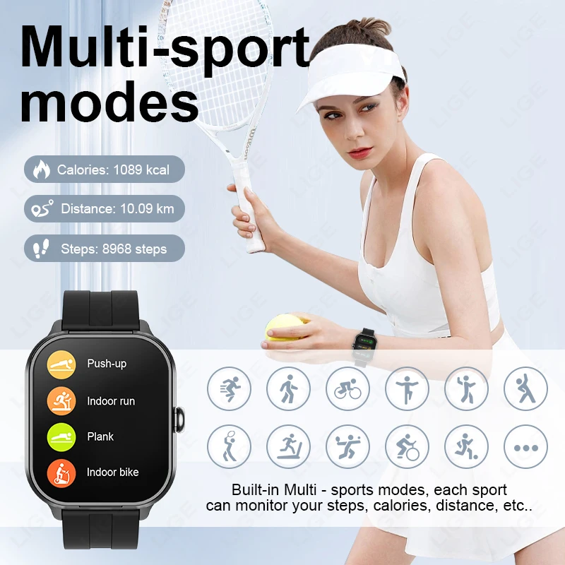 2024 NEW Headset Smart Watch TWS 2 In 1 Wireless Bluetooth Dual Headset Call Health Blood Pressure Sport BT Music Smartwatch Men