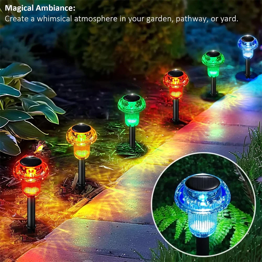 4pcs Solar Pathway Lights Outdoor Solar Lawn Lights Outdoor Garden Mushroom Lights LED for Yard Path Walkway Driveway Decor