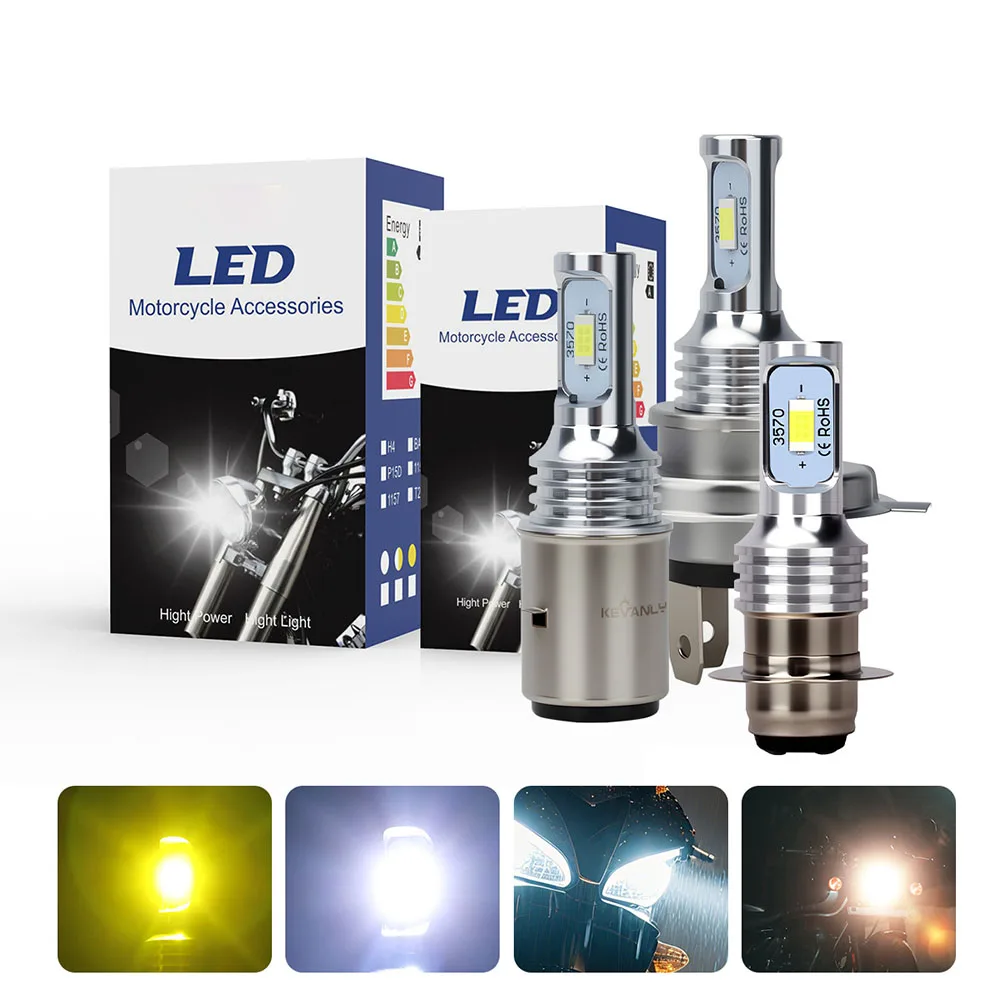 

LED Headlamp Spotlight H4 BA20D P15D Aluminum Alloy Head Lamp Motorcycle LED Headlight White Yellow Dual-Color Headlight