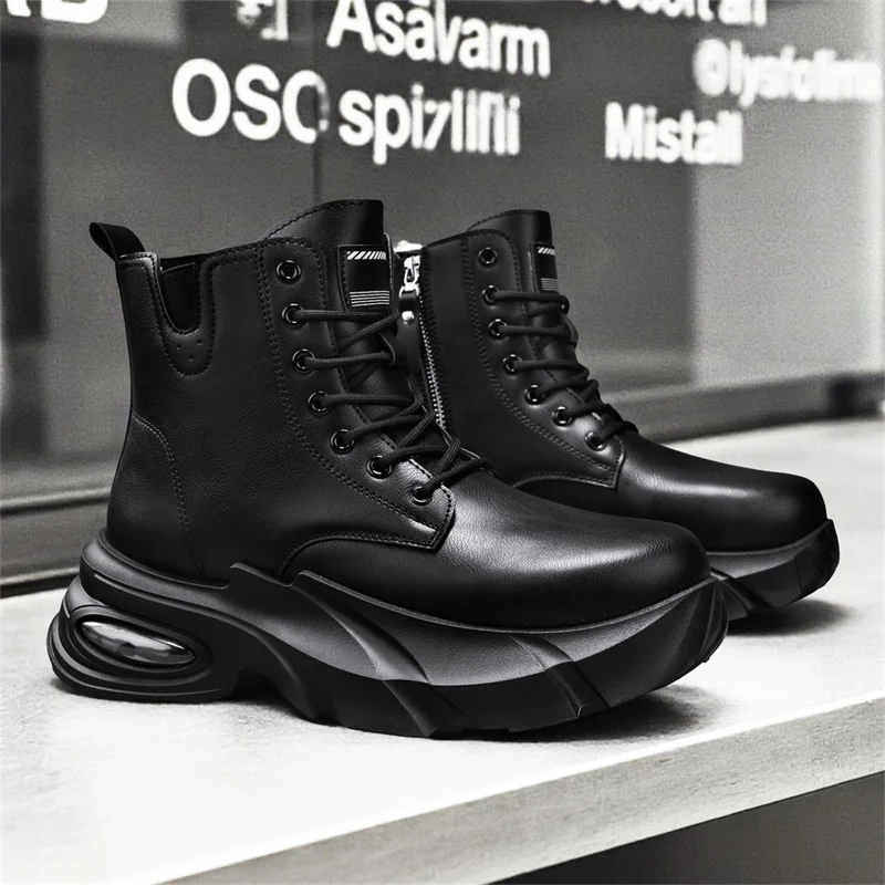 Stivali casual da uomo stivali alti in pelle da uomo quattro stagioni moda stivaletti da moto antiscivolo con suola spessa per uomo Botas
