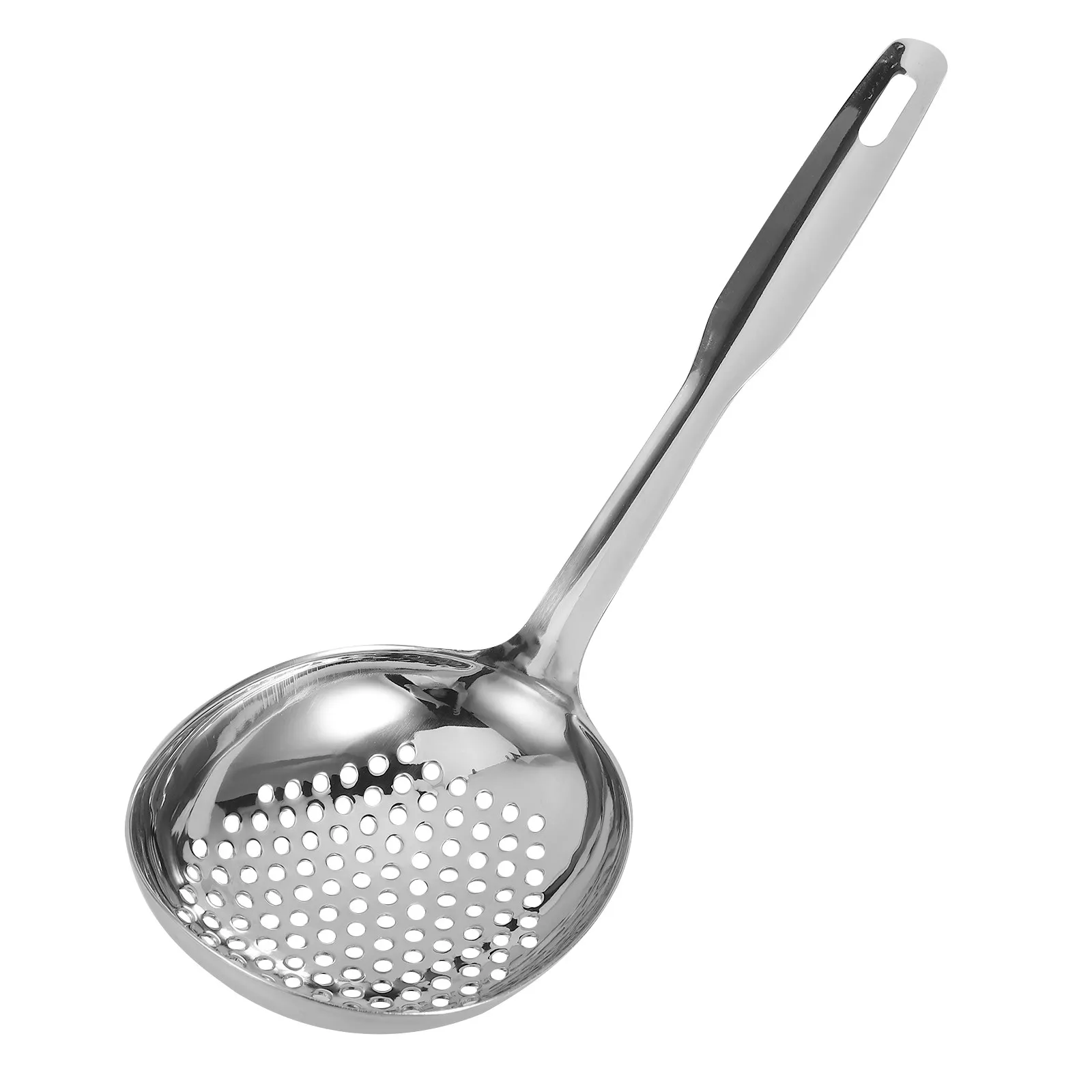 Stainless Steel Skimmer Colander Spoon Ergonomic Handle Hanging Hole Kitchen Strainer Slotted Spoon for Pasta Fried Food Poached