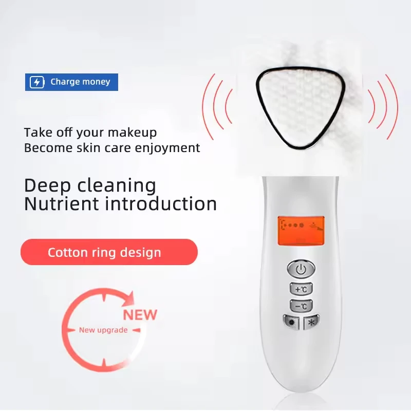 Hot Cold Hammer Ultrasonic Cryotherapy LED Photon Shrink Pores Facial Lifting Vibration Massager Ultrasound Eye Skin Care Device