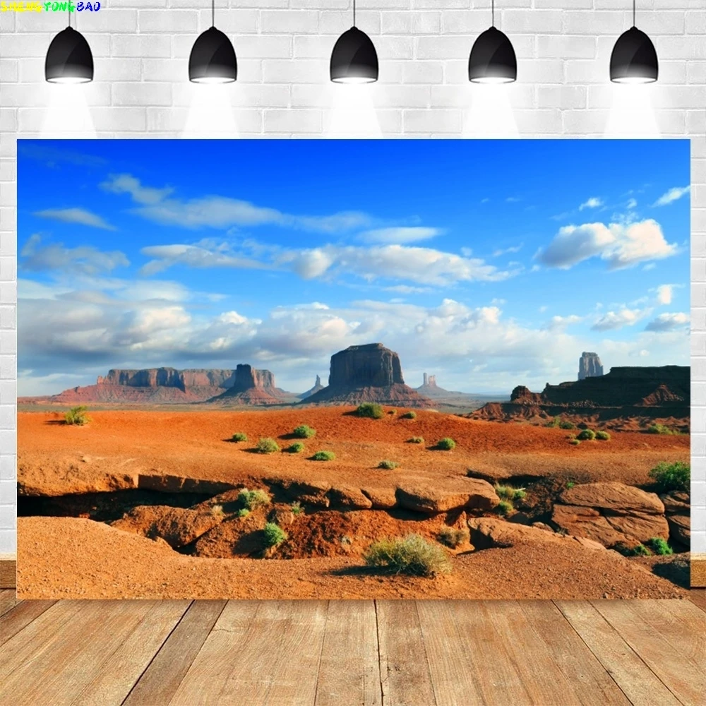 Western Desert Landscape Backdrop Nature Scenery Sand Oasis Gobi Birthday Party Travel Portrait Photography Background Decor