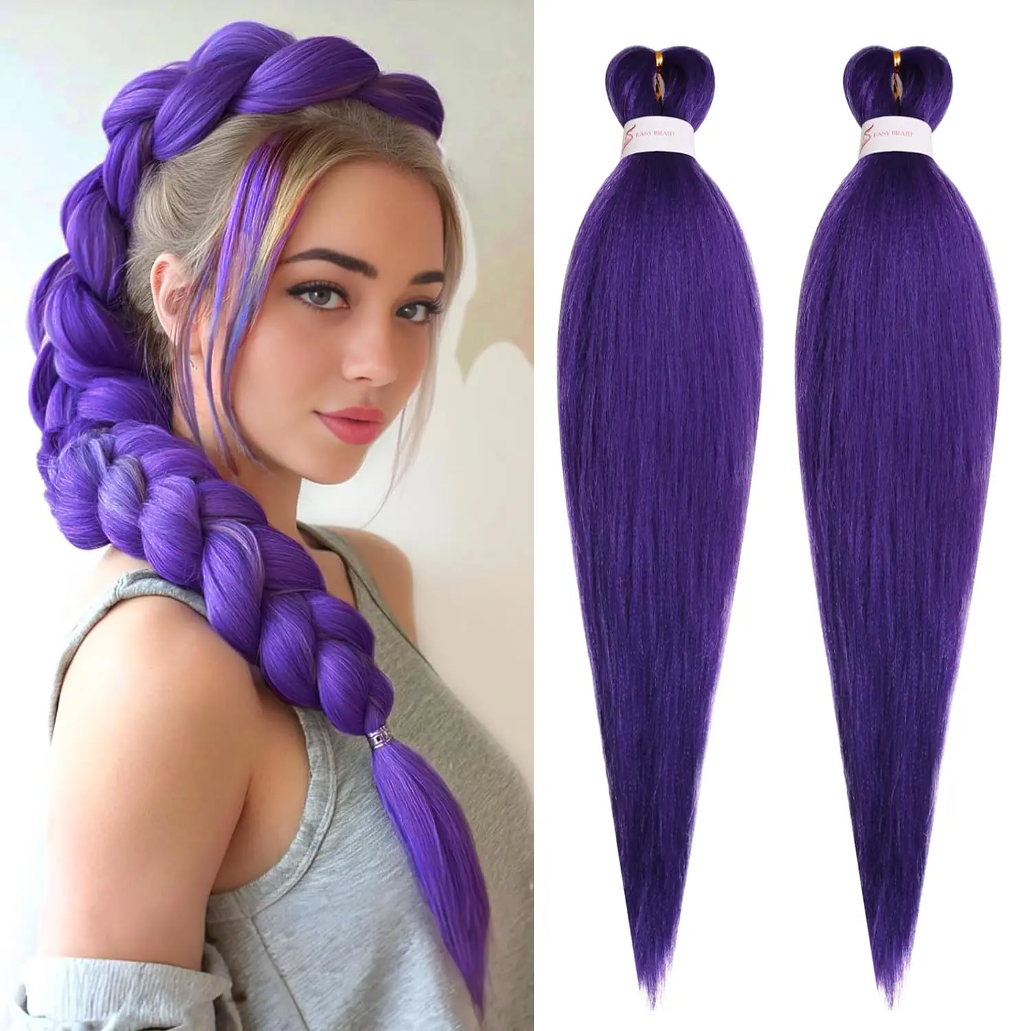 26 30 Inch Long Pre Stretched Braiding Hair Extension Braids Synthetic Crochet Braids for Women Girls Halloween Cosplay Party