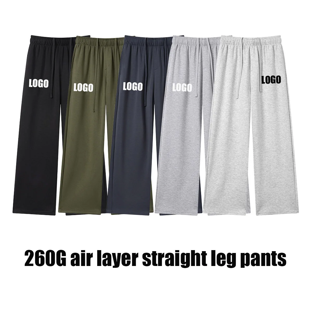 

Мужские осенние базовые свободные прямые спортивные повседневные брюки высокого качества с логотипом 260G