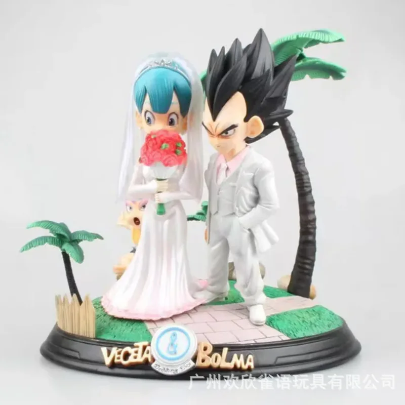 

​​26cm Dragon Ball Z Wedding Gk Statue - Vegeta & Bulma With Trunks Anime Figure Collectible Gift​ Desktop Decorative Ornaments