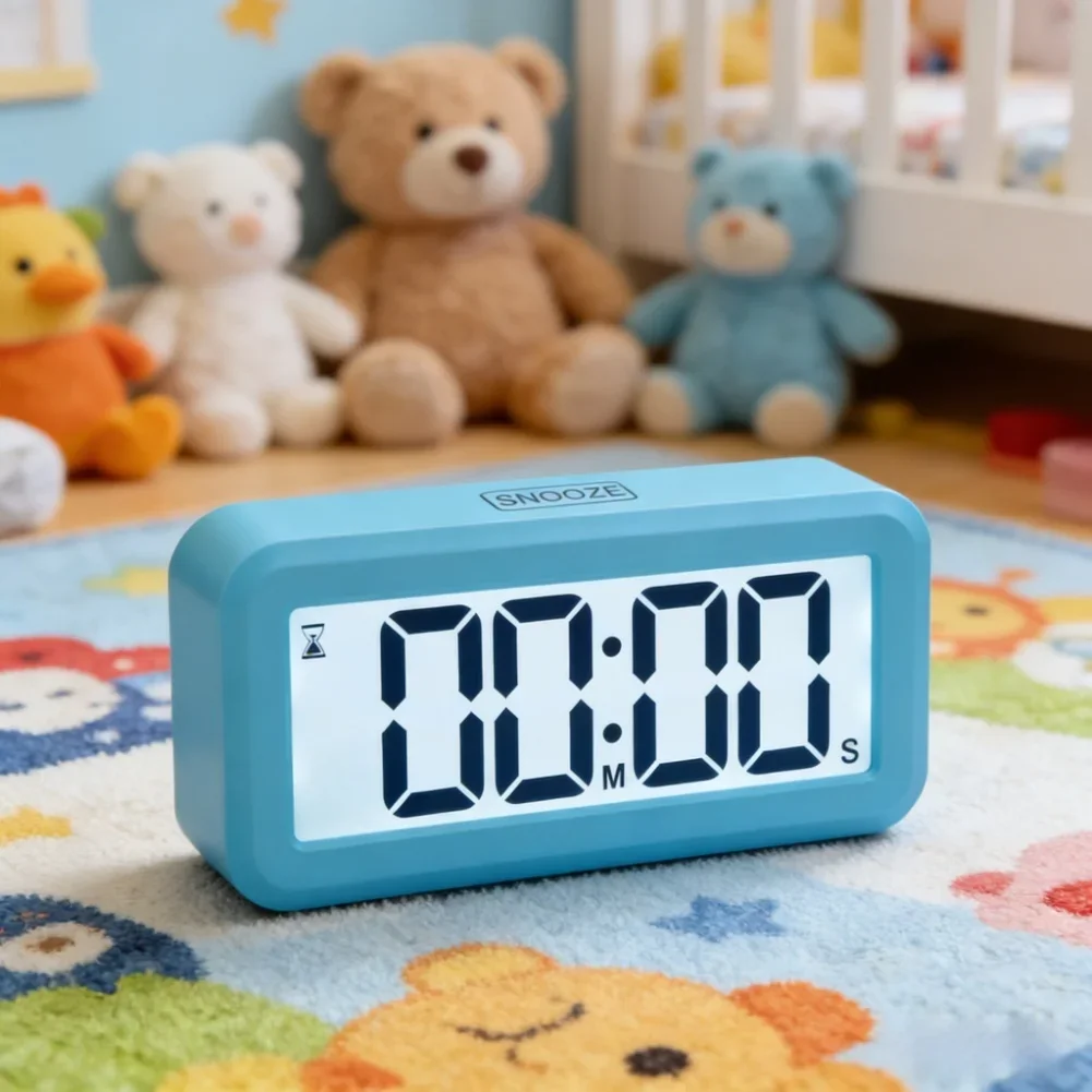 Large LCD Screen Timer Alarm Clock With 2 Alarms Countdown Night Light Snooze Alarm Clock Design Desk Decoration Clocks