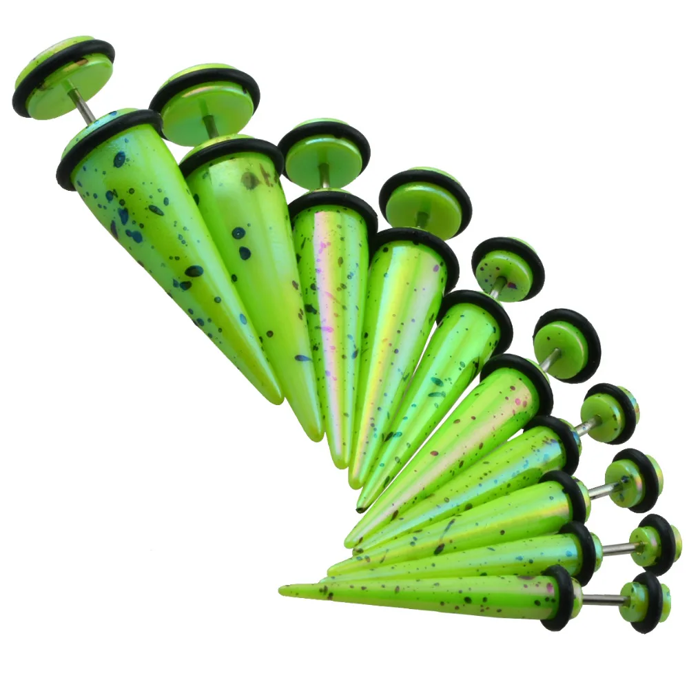 TUMBEELLUWA 1Pc Pink/Blue Green Acrylic Ear Fake Cheater Illusion Stretcher Expander Rivet Taper Plug Tunnel Gift